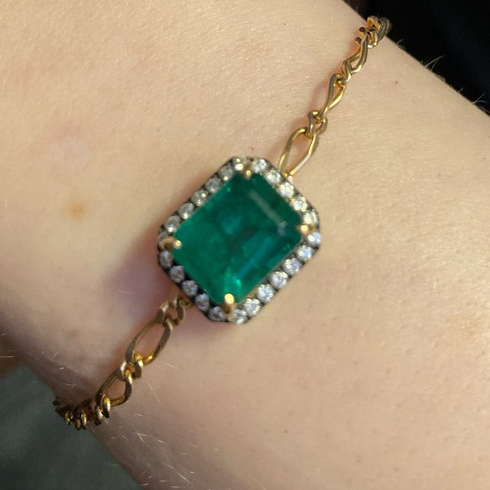 3.19 Carat Natural Emerald 14k diamond charm *CHARM ONLY*